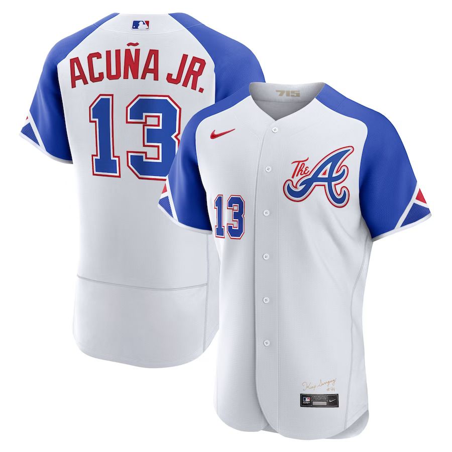 Men Atlanta Braves #13 Ronald Acuna Jr Nike White 2023 City Connect Authentic Player MLB Jersey
